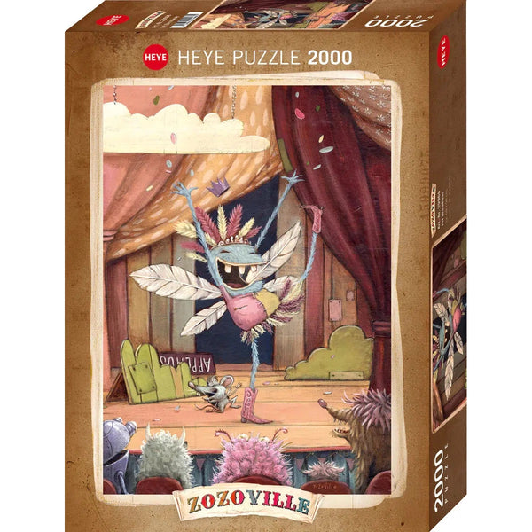 Front view of Zozoville Off Broadway 2000 piece puzzle in its box.