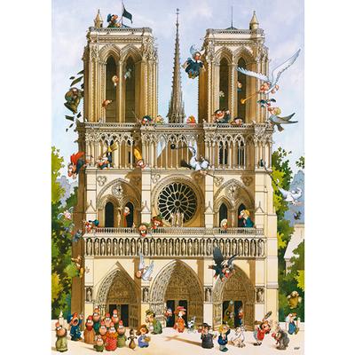 Front view of the Cartoon Classics Viva Notre Dame 1000 piece puzzle in its box.