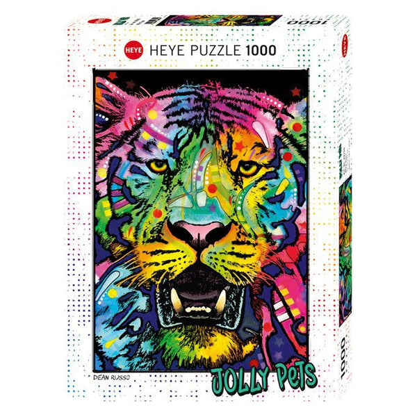 Front view of Jolly Pets Wild Tiger 1000 piece puzzle in its box.