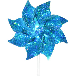 Front view of the Teal Mylar Pinwheel.