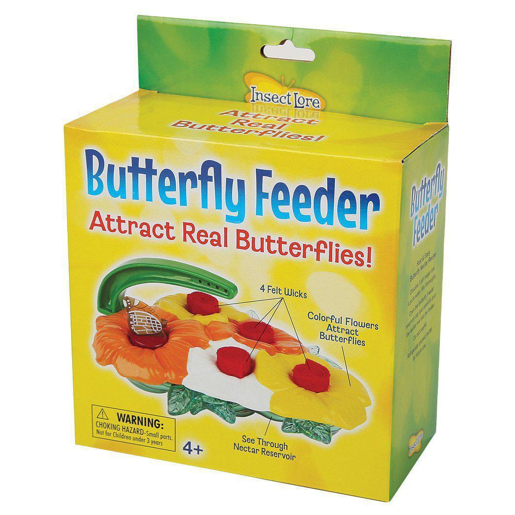Front view of butterfly feeder in package
