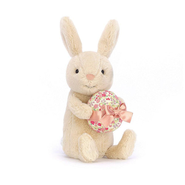 Front view of Bonnie Bunny With Egg showing bunny holding the egg.