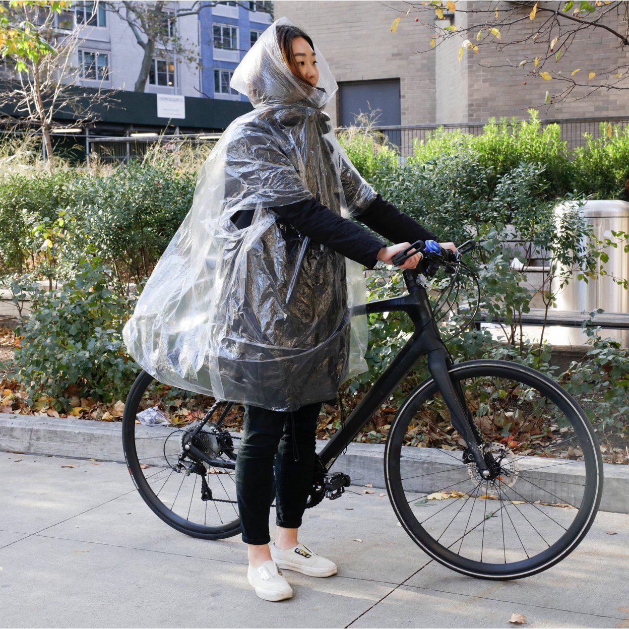 Front view of the Rain Poncho-Cyclist unfolded.