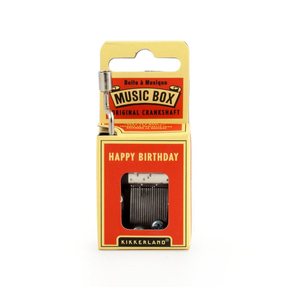 Front view of Happy Birthday Music box in box