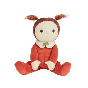 Front view of the Annie Apple Doll sitting.