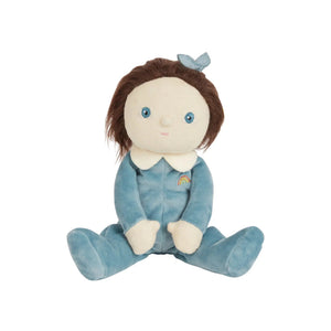 Front view of Betsy Blueberry Doll sitting.