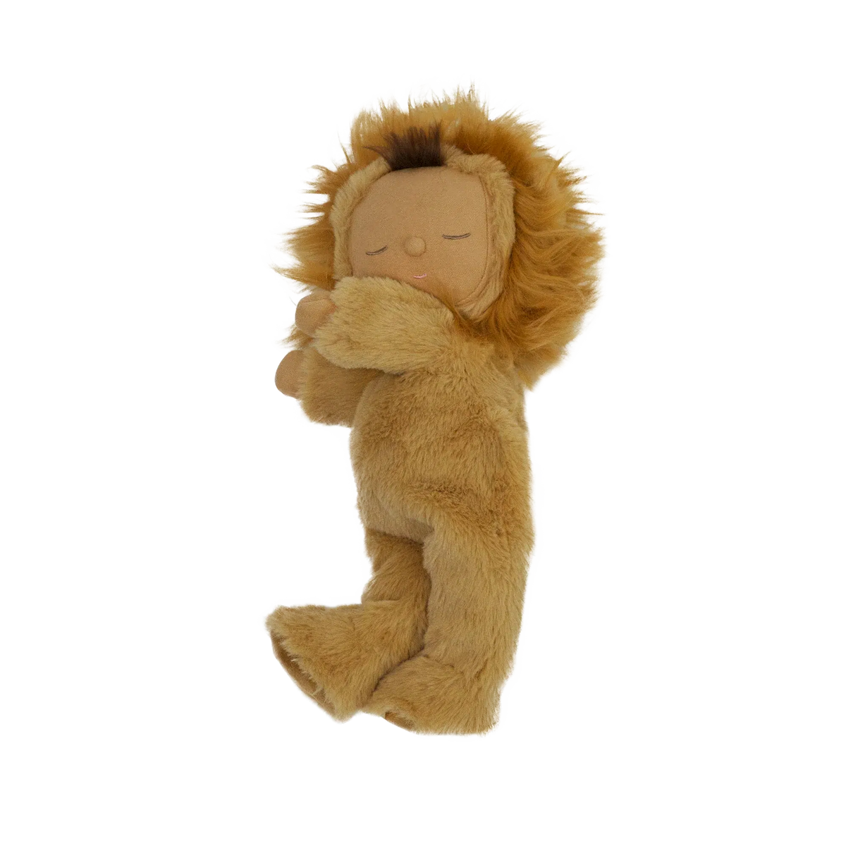 Front view of the Lion Pip Doll with its legs together.