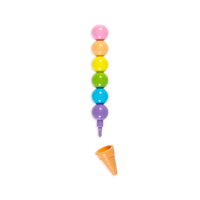 Front view of Rainbow Scoops erasable crayons.