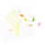 Front view of a picture of an ice cream cone with Rainbow Scoops erasable crayons separated and scattered around.