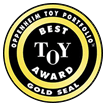 Front view of the oppenheim best toy award medallion.