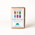 Front view of the box for the Pine Kalimba showing all the various colors orange, yellow, green, blue, pink, and purple.