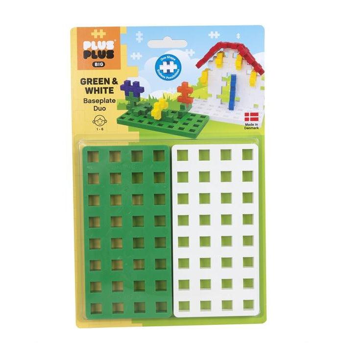 Plus-Plus Baseplate Duo - Green and White-Building &amp; Construction-Plus-Plus-Yellow Springs Toy Company