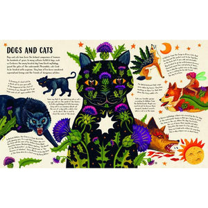 Front view of a an inside page of the Lore of the Wild book featuring dogs and cats.