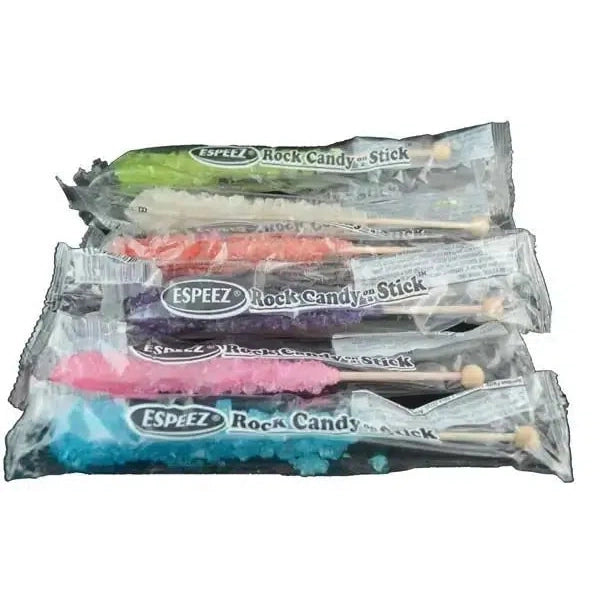 Front view of Assorted Rock Candy Sticks showing a variety of colors and flavors.