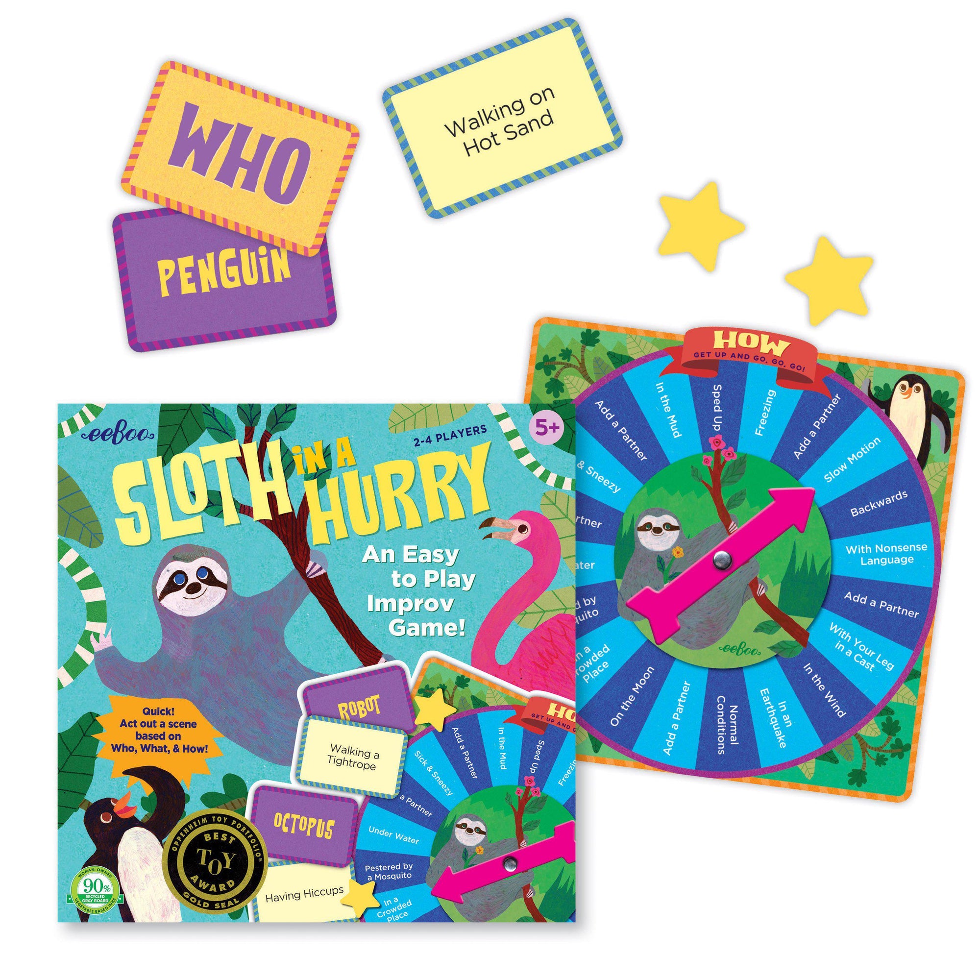 Front view of the Sloth in a Hurry game in the box.