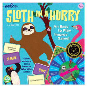 Front view of the Sloth in a Hurry game in the box.