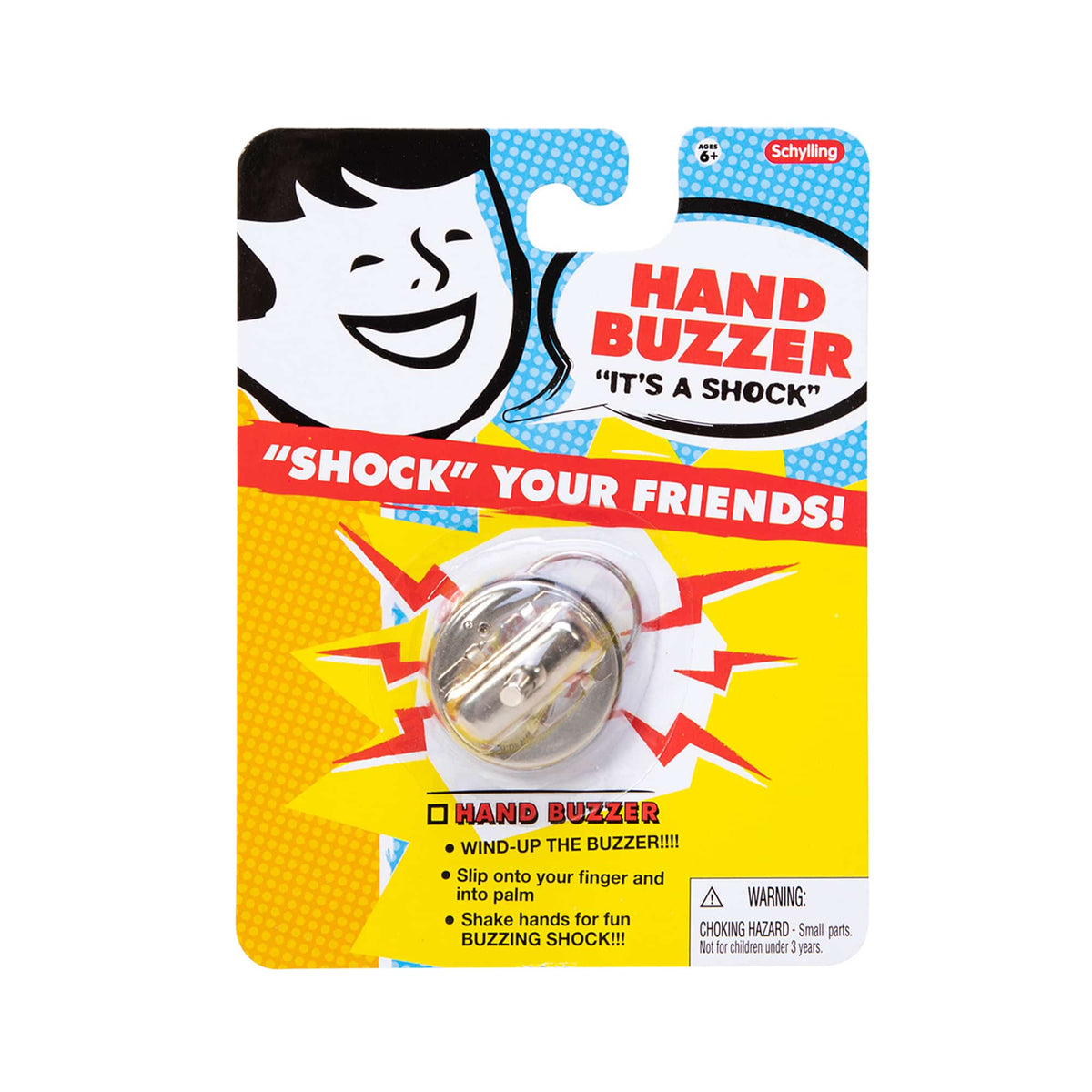 Front view of hand buzzer from the Joke Box.