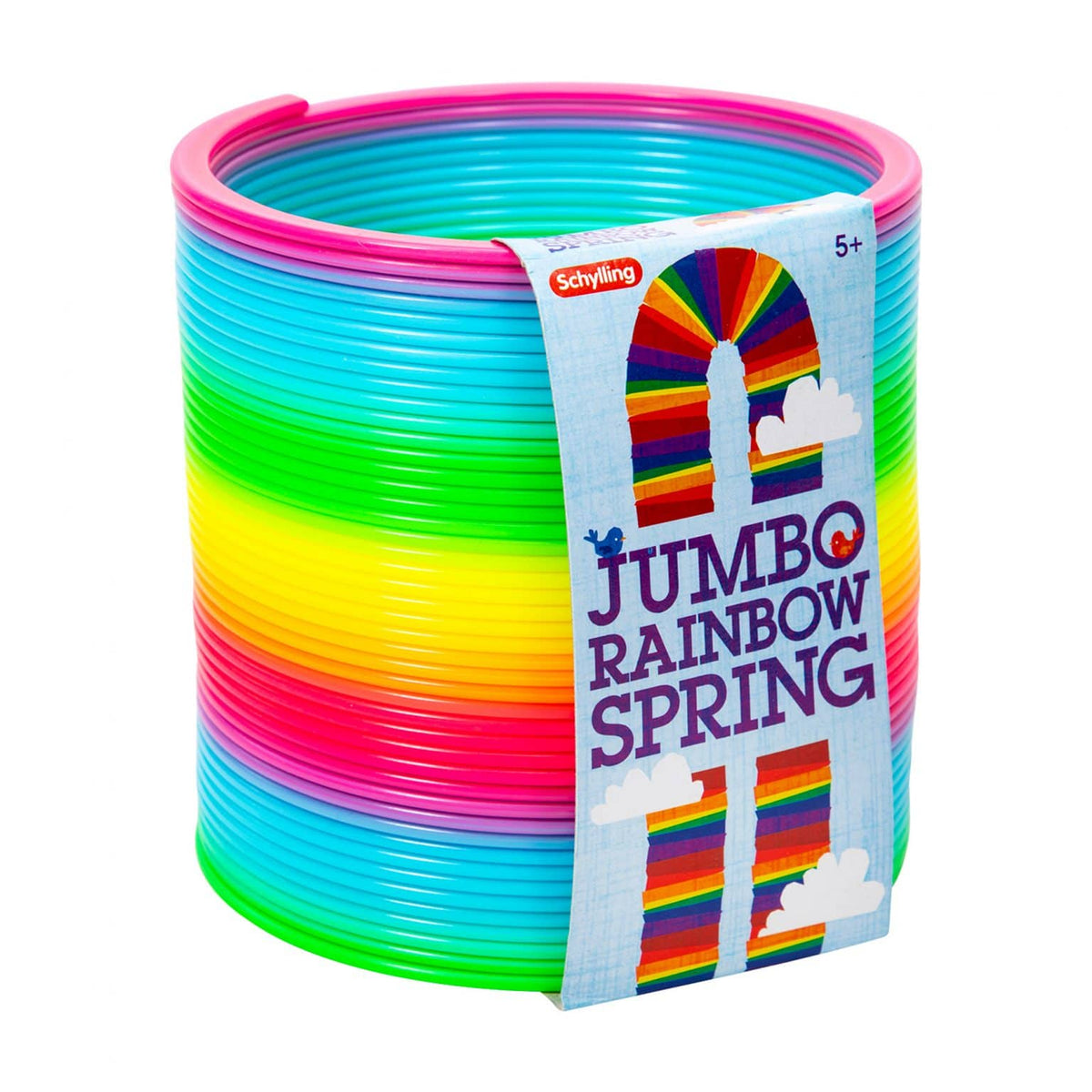 Front slight side view of Jumbo Rainbow Spring in package and upright.