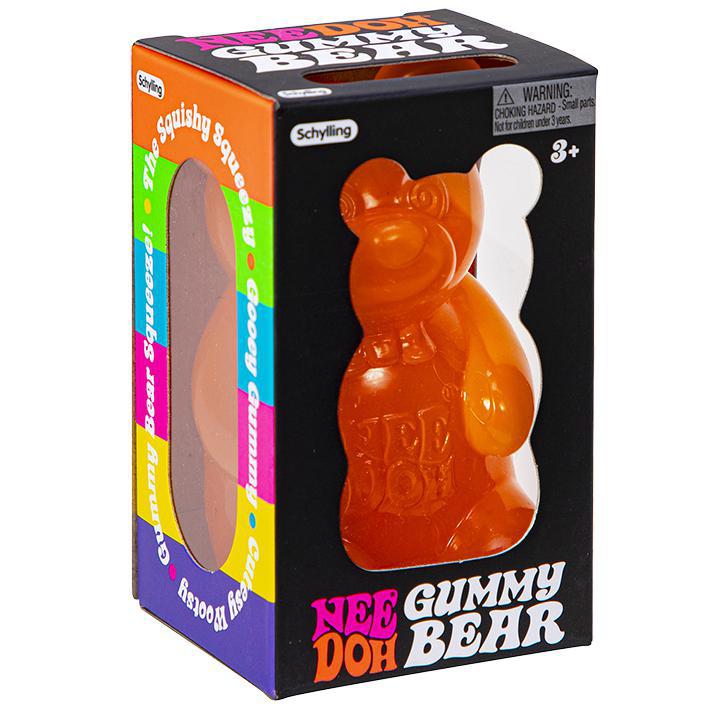 Front view of the orange Nee Doh Gummy Bear in its packaging.