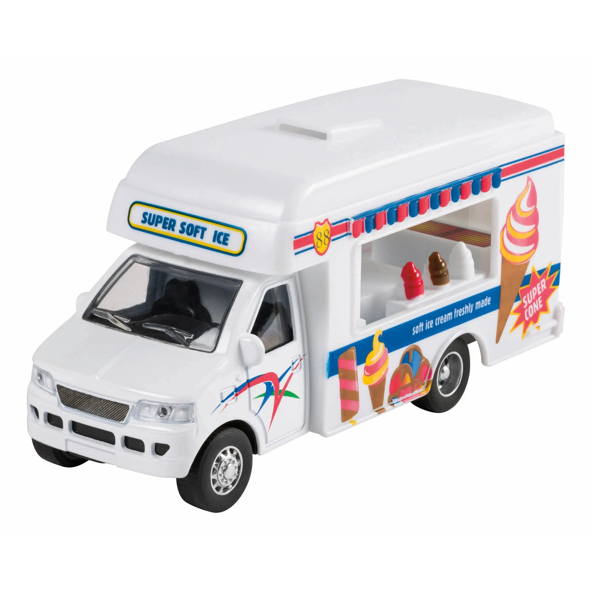 Front right view of Foodie Fleet ice cream truck.