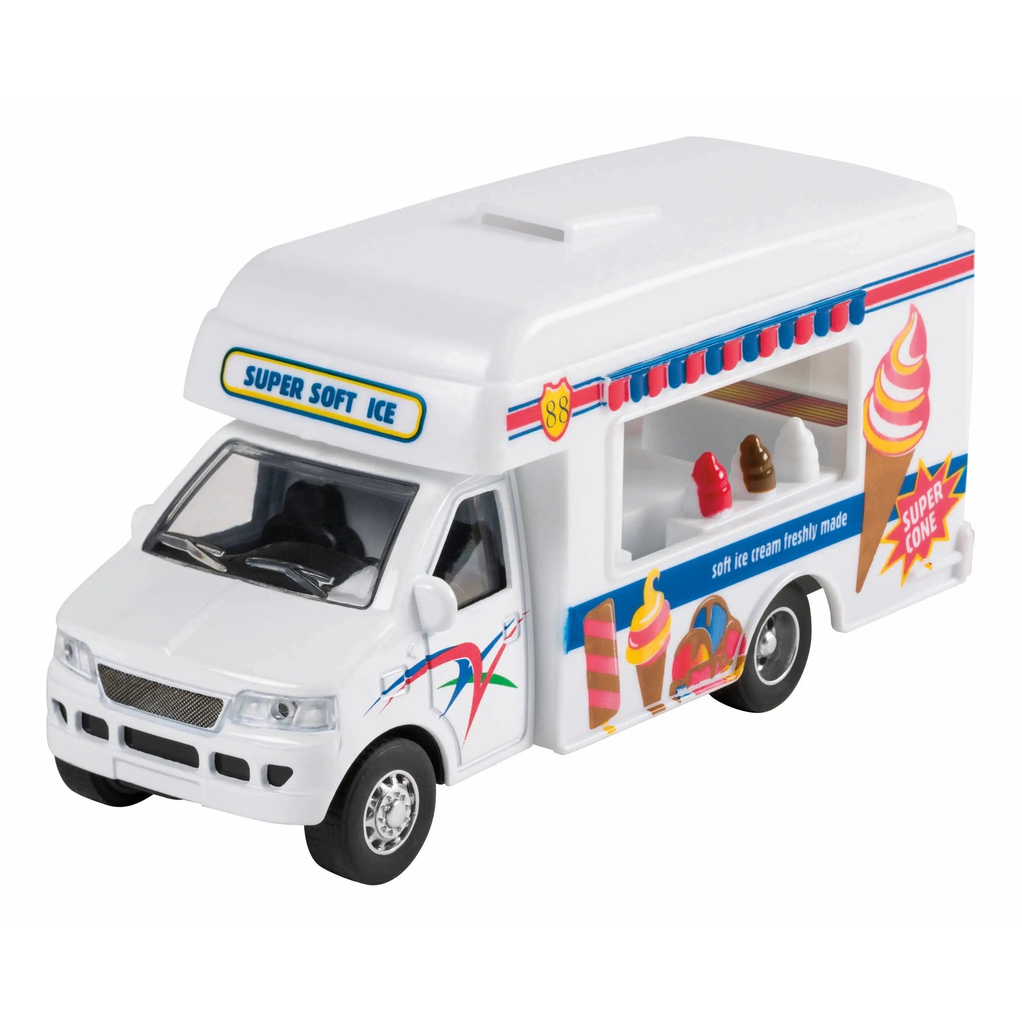 Front right view of Foodie Fleet ice cream truck.
