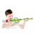 Front view of a child holding a green Water Bazooka with a water bottle attached.