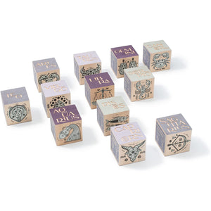Front view of the Zodiac Blocks laid out in a pattern.