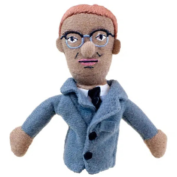 Front view of Malcolm X Magnetic Personality Finger Puppet.