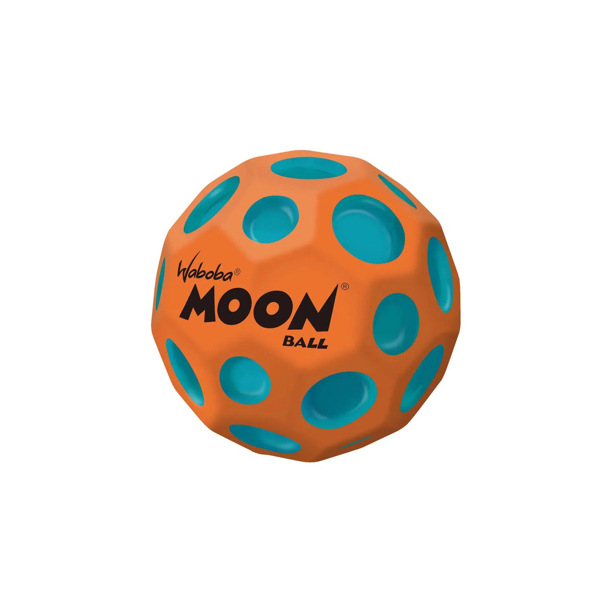 Front view of orange blue Martian Moon Ball.