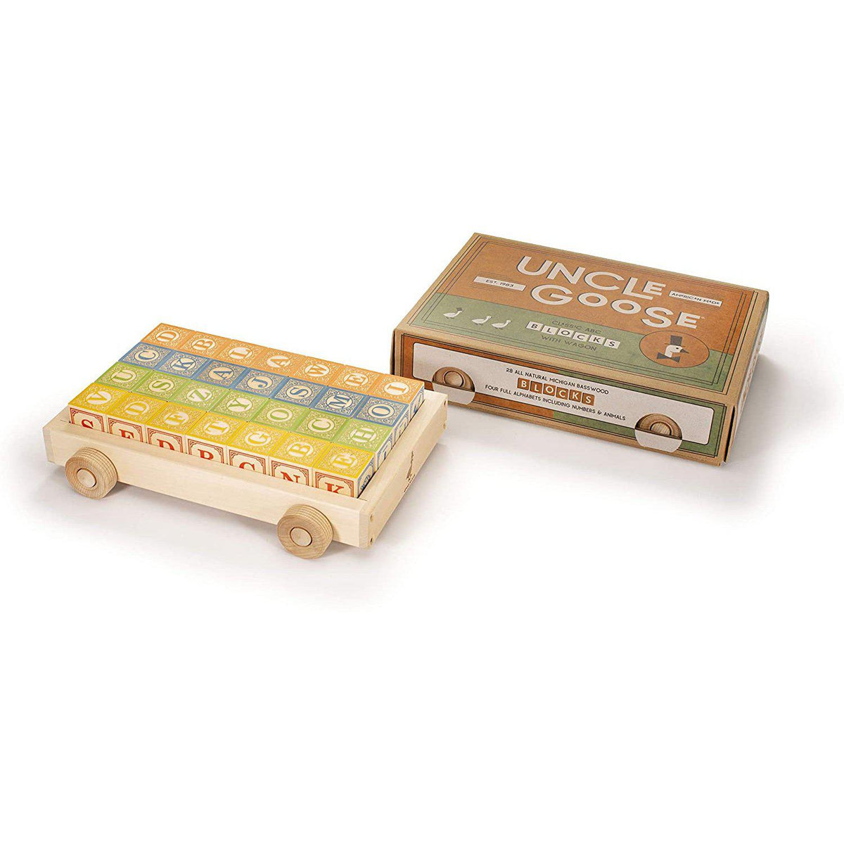 Classic ABC Blocks with Pull Wagon-Building &amp; Construction-Uncle Goose-Yellow Springs Toy Company