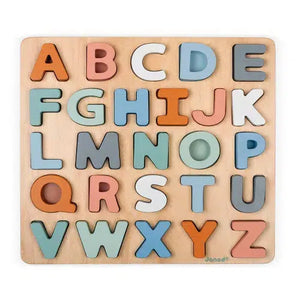 Front view of the alphabet puzzle put together.