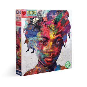 Front view of Angela puzzle in box