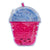 Pink 3d maze designed like a Frappuccino cup with blue top 