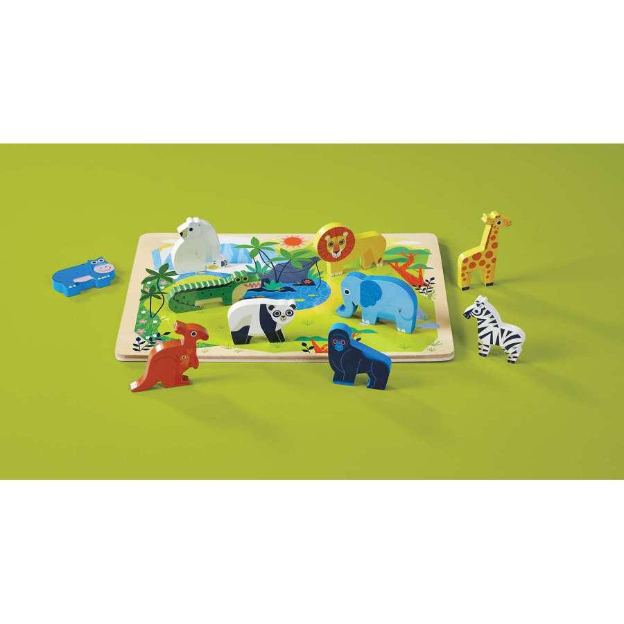 Zoo - Wood Puzzle and Playset - 16 piece-Infant &amp; Toddler-Crocodile Creek-Yellow Springs Toy Company