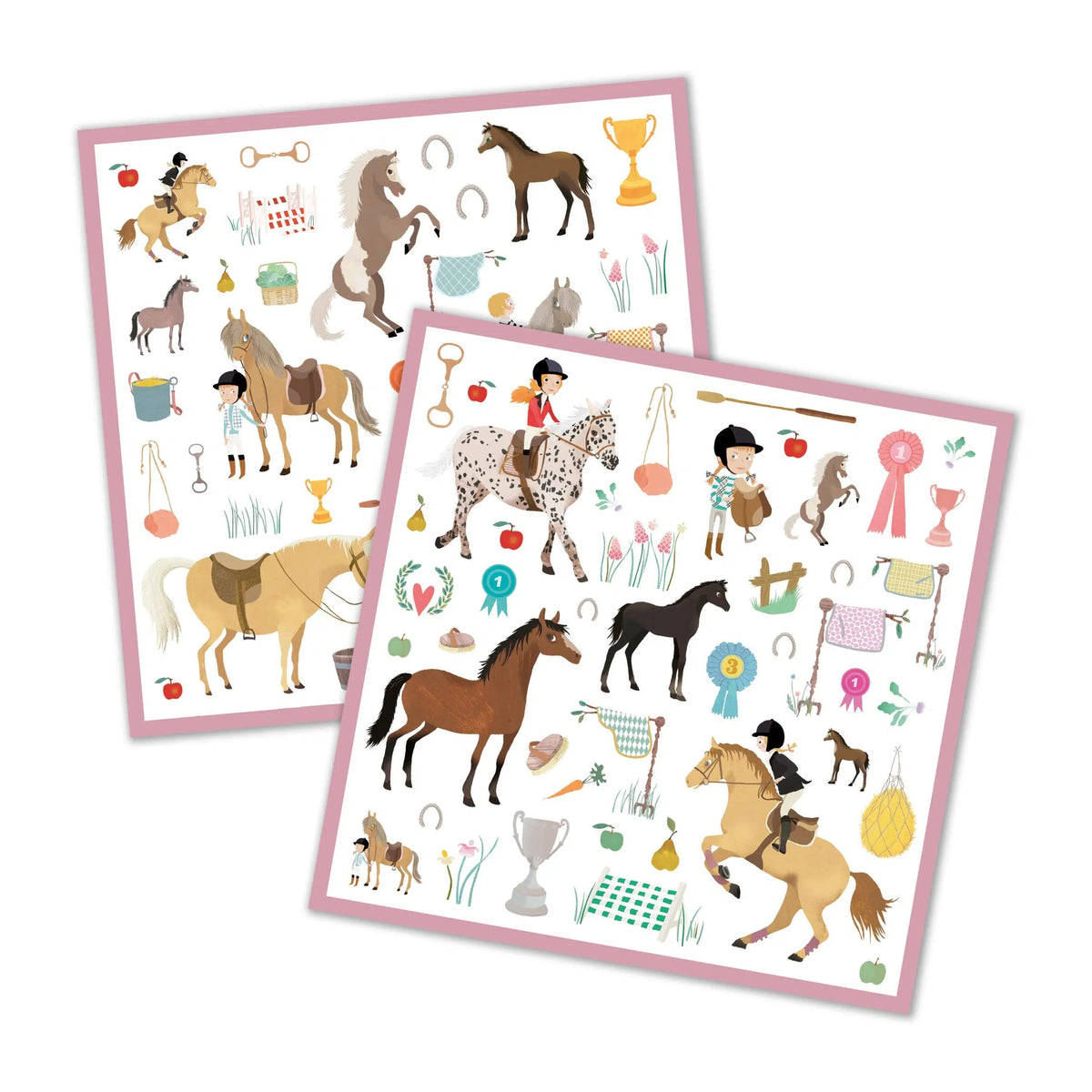 Front view of 2 sticker sheets included in the Horses Sticker Sheets.