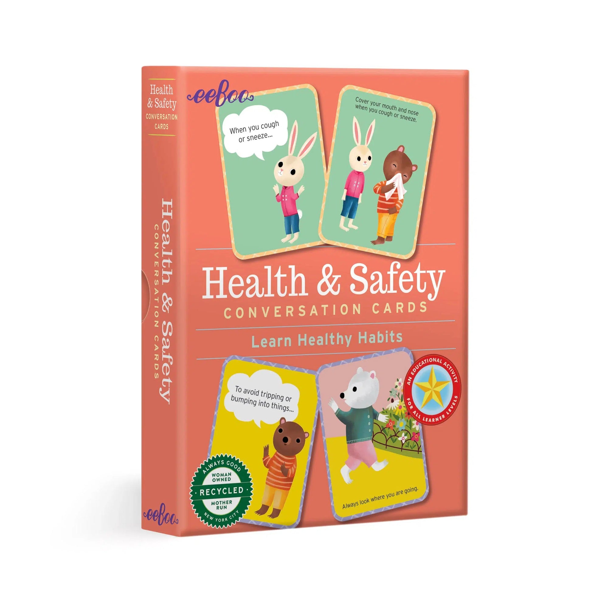 Front view of Health & Safety Conversation Cards in their box.