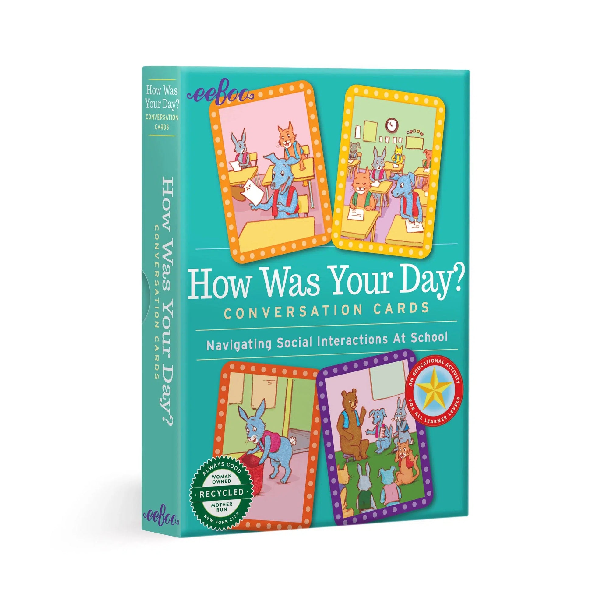 Front view of the box for How Was Your Day? Conversation Cards.