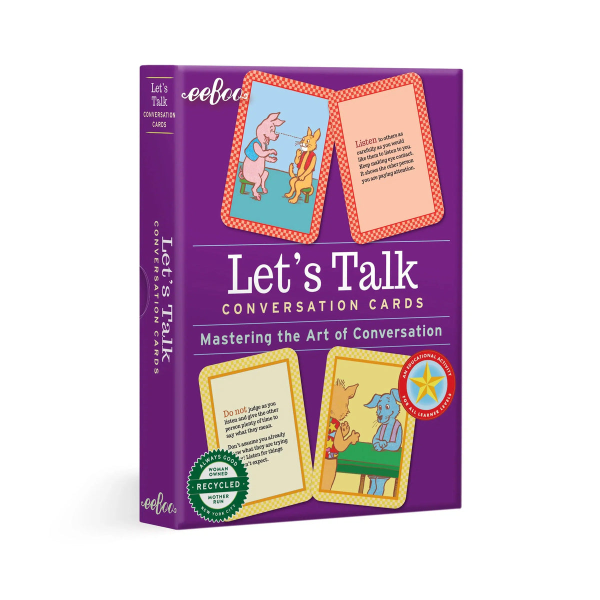 Front view of the Let&#39;s Talk Conversation Cards in their box.