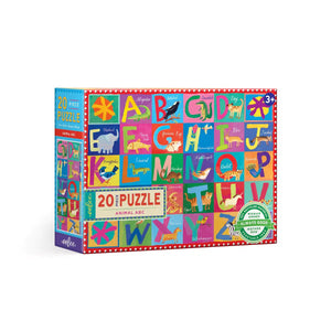 Front view of the animal abc puzzle in the box.