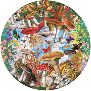 Front view of the mushrooms and butterflies puzzle completed.