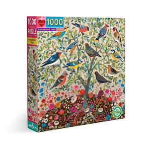 Front view of the songbirds tree puzzle in the box.