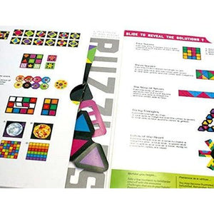 The opened Fold booklet with diagrams and paper pieces.