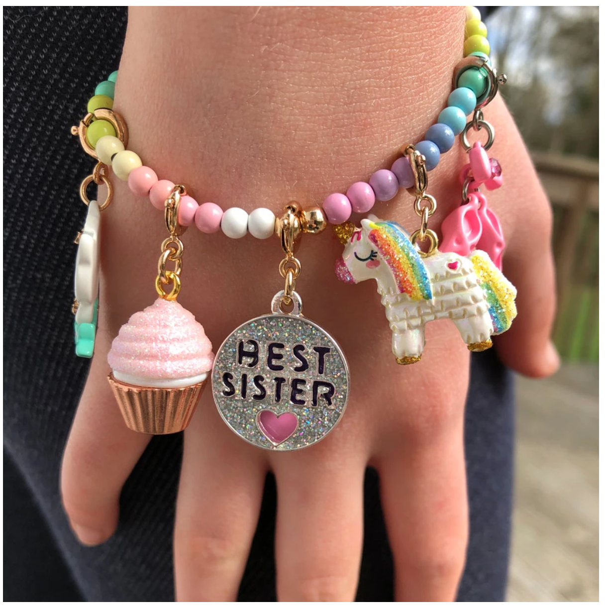 Charm It - Gold Glitter Best Sister Charm-Dress-Up-Charm It!-Yellow Springs Toy Company