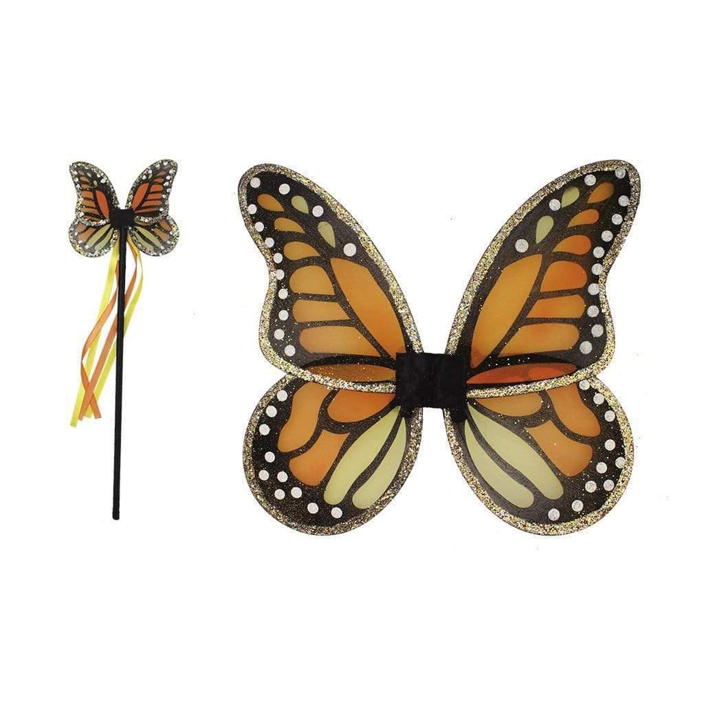 Front view of the Monarch wings and wand set on a white background.