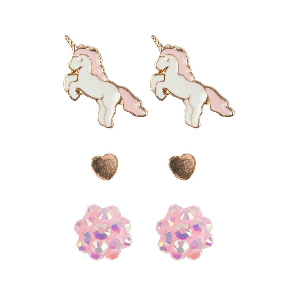 Boutique Unicorn Pierced Earrings Set - 3 Pairs-Dress-Up-Great Pretenders-Yellow Springs Toy Company