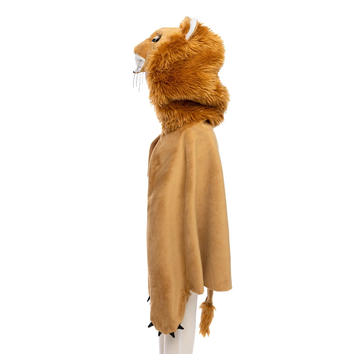 Side view of the lion cape on a mannequin.