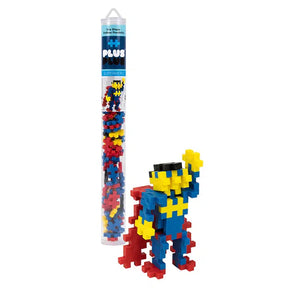 Superhero plus plus clear tube container and built toy