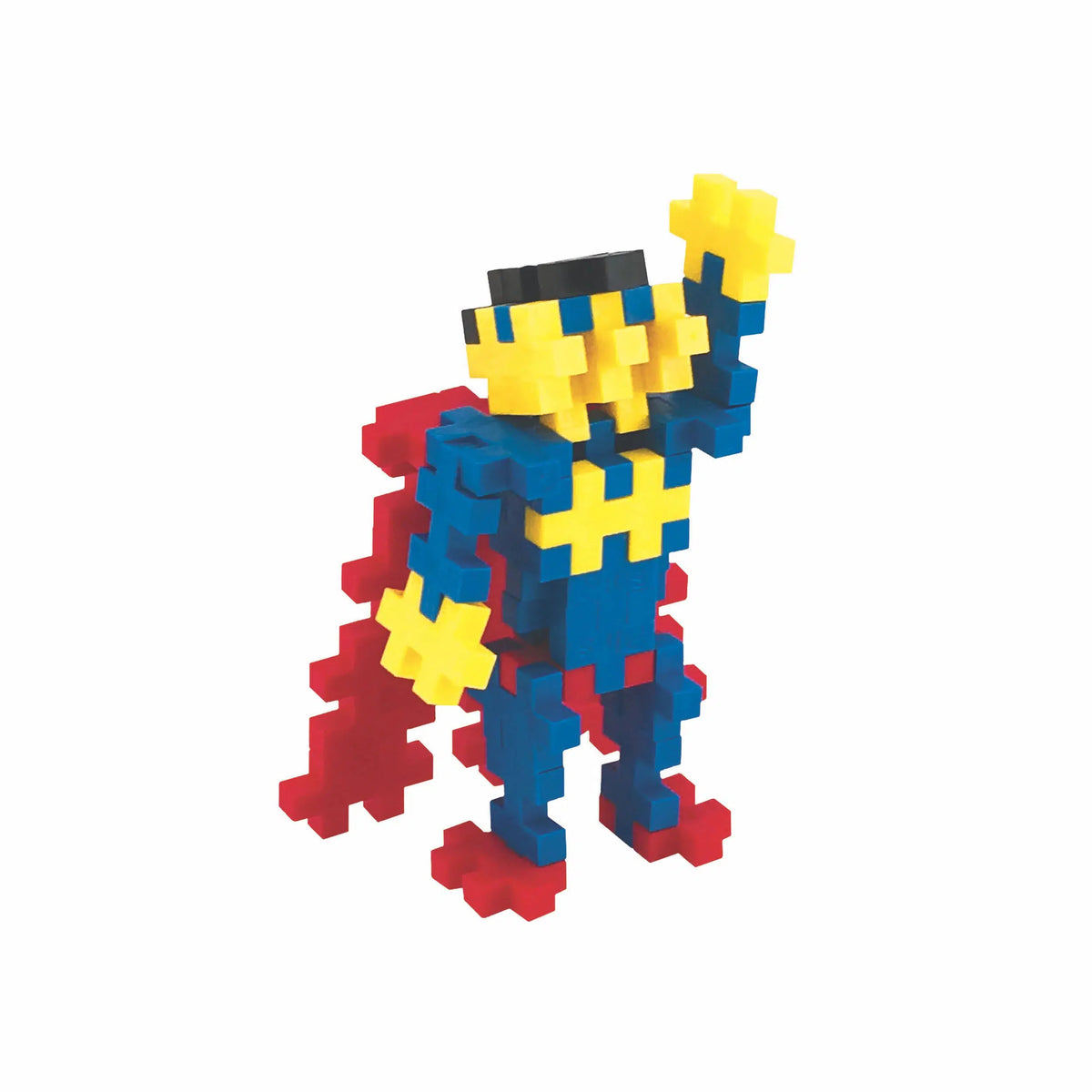 Superhero with red cape and blue suit