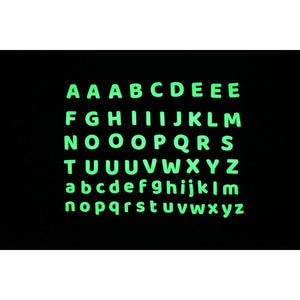 Front view of the letters in the Glow Alphabet letters.