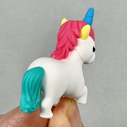 Rear view of the white unicorn showing the teal mane from the Puzzle Eraser-Unicorn &amp; Pegasus.